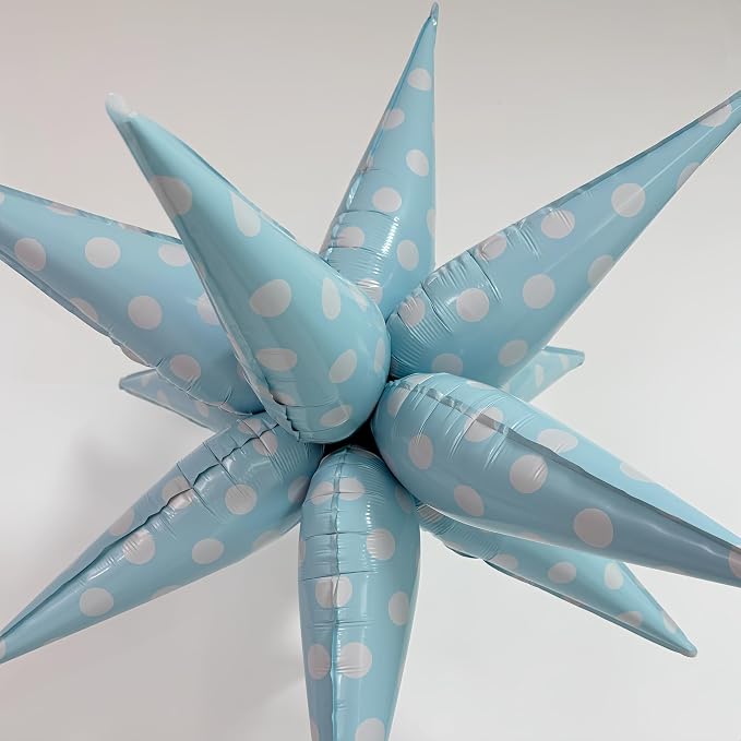 2Pcs Blue Macaron Polka Dot Explosion Pointed Star Foil Balloons/Candy Color Balloon for Christmas, Candyland Party, Baby Shower, Unicorn Birthday, Easter/Rainbow Candy Themed Party Decorations