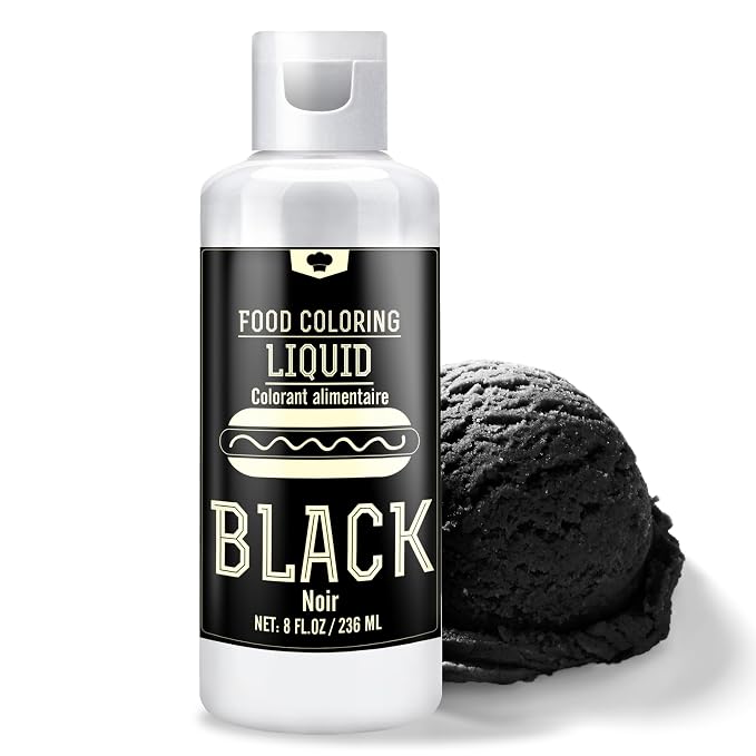 Food Coloring for Halloween - 240ml Liquid Vivid Food Coloring for Baking, Cake, Icing, Cookie, Fondant and Macaron - Tasteless Concentrated Food Color Dye for DIY Soap Making and Crafts (Black)