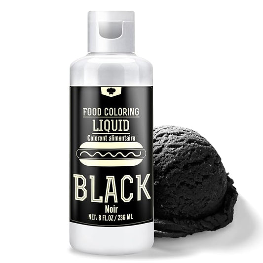 Food Coloring for Halloween - 240ml Liquid Vivid Food Coloring for Baking, Cake, Icing, Cookie, Fondant and Macaron - Tasteless Concentrated Food Color Dye for DIY Soap Making and Crafts (Black)
