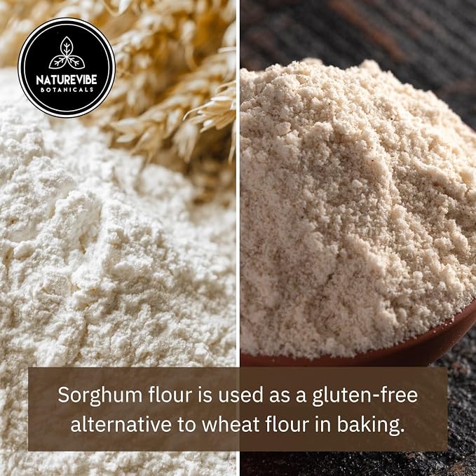 Naturevibe Botanicals Sorghum Flour 5 lb | 100% Whole Grain Gluten-Free Flour | Non-GMO, Stone-Ground | Mild Flavor | Ideal for Baking, Rotis, Bread, Pancakes & Healthy Cooking