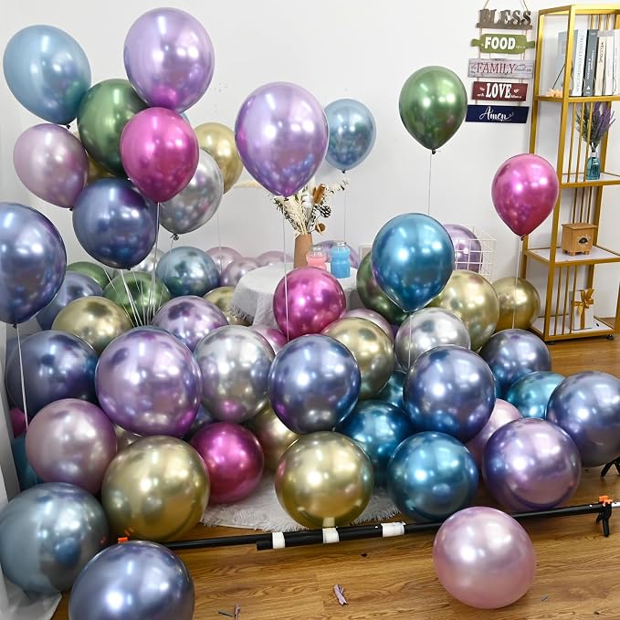 Jobkoo Green Metallic Balloons, 50Pcs 10Inch Chrome Dark Green Balloons Metallic Retro Sage Olive Green Party Balloons Hunter Green Chrome Helium Balloon for Jungle Birthday Graduation Wedding Decor
