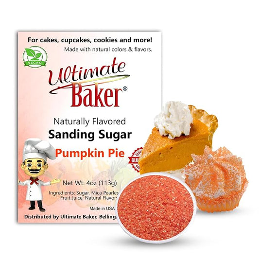 Ultimate Baker Flavored Sanding Sugar (1x4oz) - Burst of Flavor & Color for Cakes, Cookies & More, All-Natural, Perfect for Baking & Decorating or as a Flavored Coffee Sugar (Pumpkin Pie)