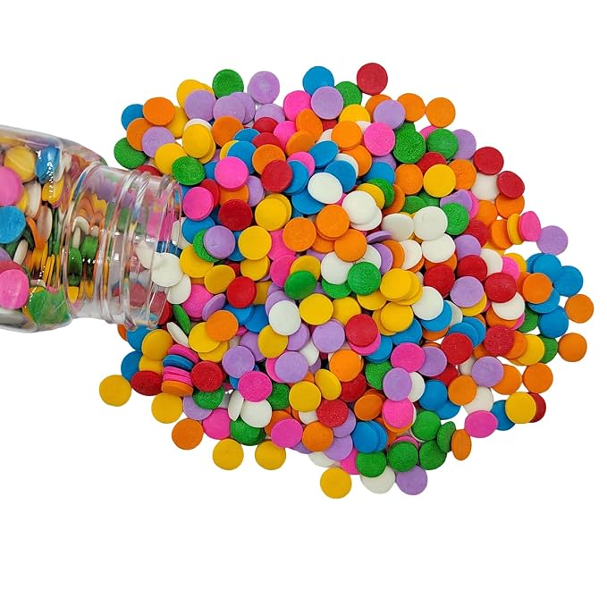 Homankit Rainbow Round Sprinkles, Edible Confetti Sprinkles for Celebration 8MM Round Sprinkles for Baking Cake Cupcake Ice Cream Cookie Decoration 2.82 Ounces
