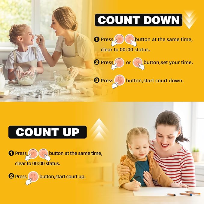 Classroom Timers for Teachers Kids Large Magnetic Digital Timer Teacher Supplies 2 Pack-Orange Purple