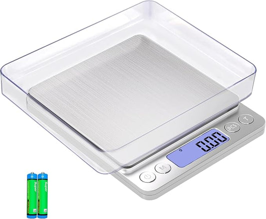 Gram Scale Small Digital Food Scale, 500g by 0.01Gram/0.001Ounce, Accurate Weighting, MEIYA Multifunction Kitchen Scale for Jewelry/Baking/Soap, 9 Units, Tare Function, LCD Display, Including Battery