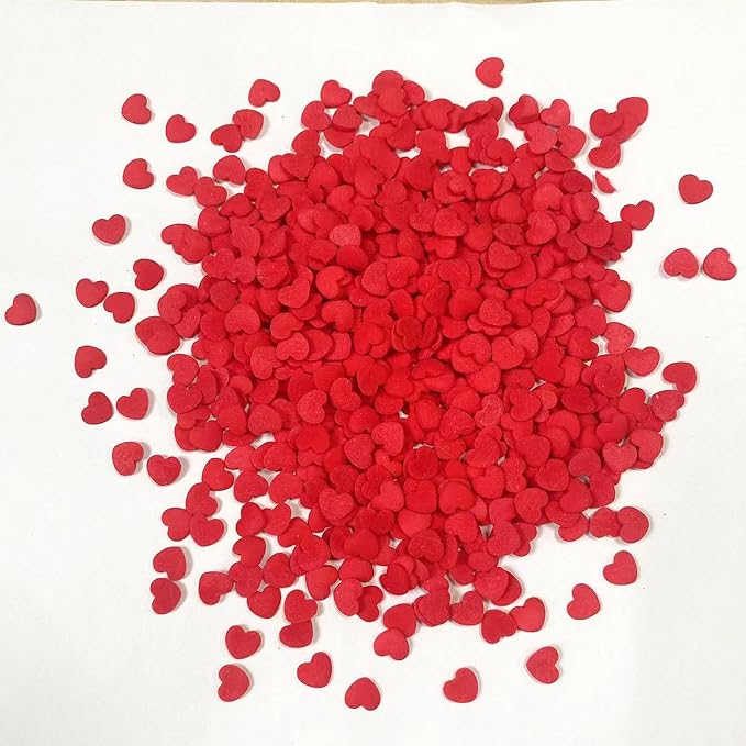 PhilaeEC Red Heart Shaped Sprinkle Edible for Cake Decoration Vanlentine Confetti Cake Baking Cookie Cupcake Toppers Decoration Vanlentine Halloween Christmas Supplies