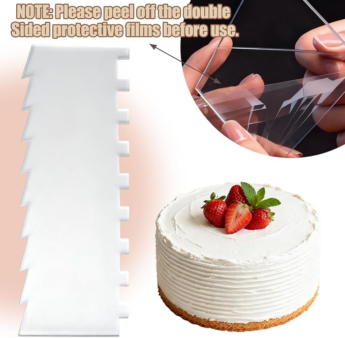 4 Pieces Acrylic Cake Scraper Set - Large Transparent Cake Smoother For Icing Frosting - Baking Tools With Comb Edge For Buttercream Mousse Decoration