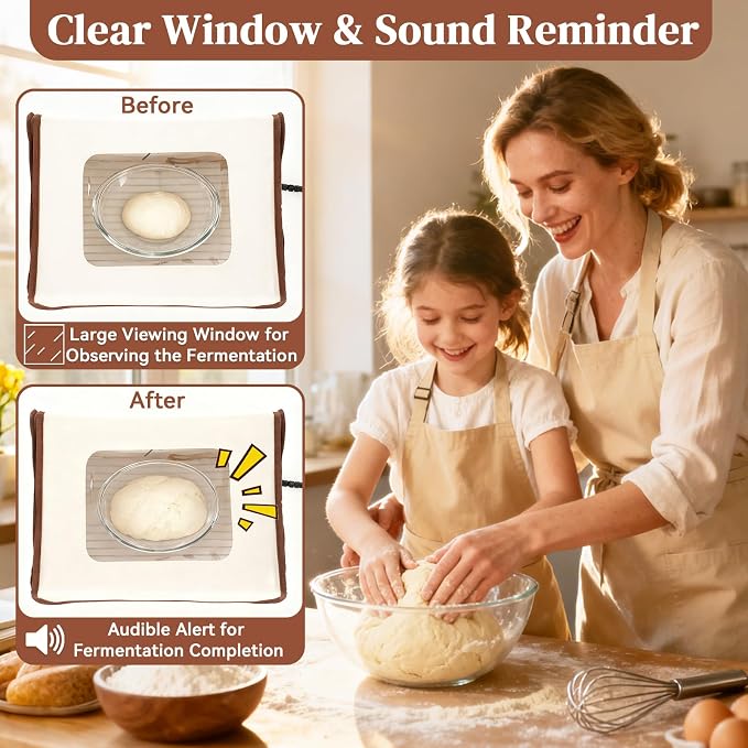 Folding Bread Proofing Box with Temp Control (50-113℉) & 48H Timer, Sourdough Proofer Box with Stainless Steel Rack, 4 Preset Modes Dough Proofer for Sourdough, Making Bread,Yogurt,Pizza,Kombucha -M