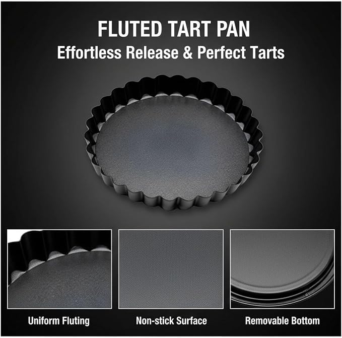 16 Pcs Mini Tart Pans Set, 3.1 inch Tart Pans with Removable Bottoms, Carbon Steel Mini Quiche Pans, Fluted Design for Baking