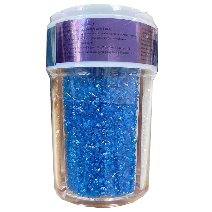 Sentovac 4-Colors Sanding Sugar for Baking Edible Sparkling Coarse Sugar Crystals Sprinkles for Baking Cake Cookie Cupcake Topper Ice Cream Decoration Supplies（Blue Orange Gold White）