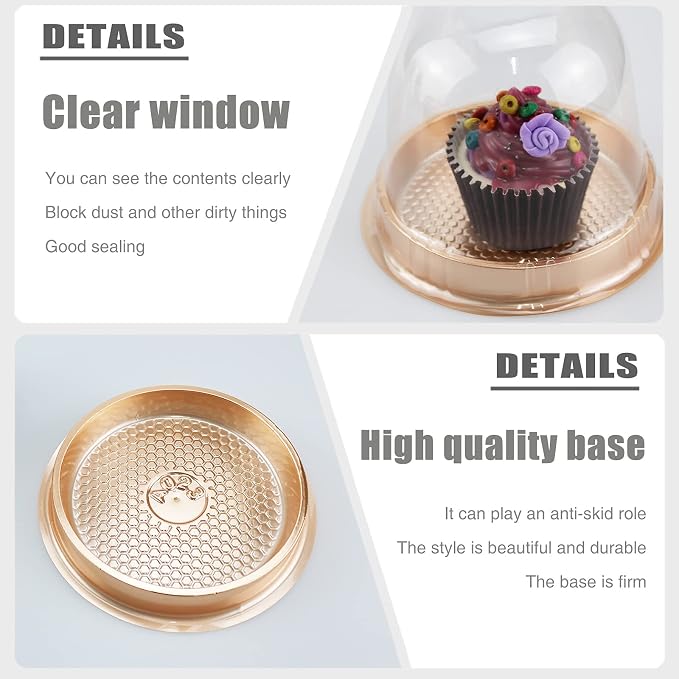 Clear Plastic Cupcake Container,25 PC Diameter 5.3 in Height 4.2 in Muffin Pod Dome Disposable Individual Box Single Holders With Lid for Wedding Birthday Christmas Halloween