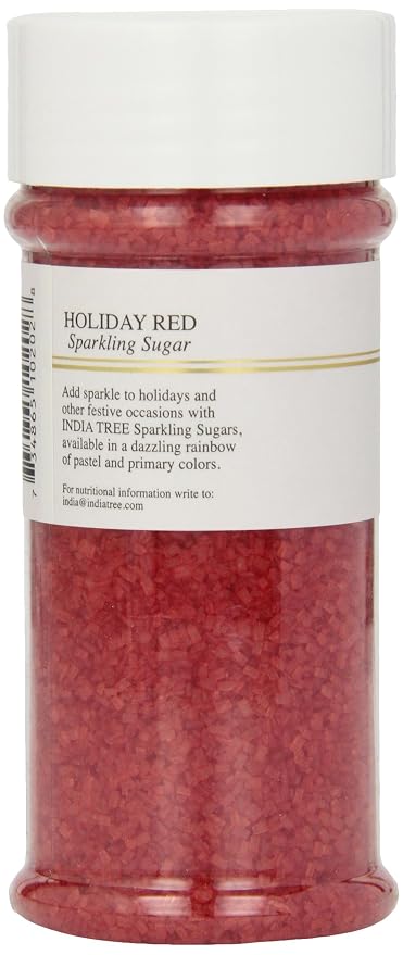 India Tree Red Sparkling Sugar, 7.5 oz | Vibrant Decorating Sugar for Holiday Baking, Cakes & Cookies