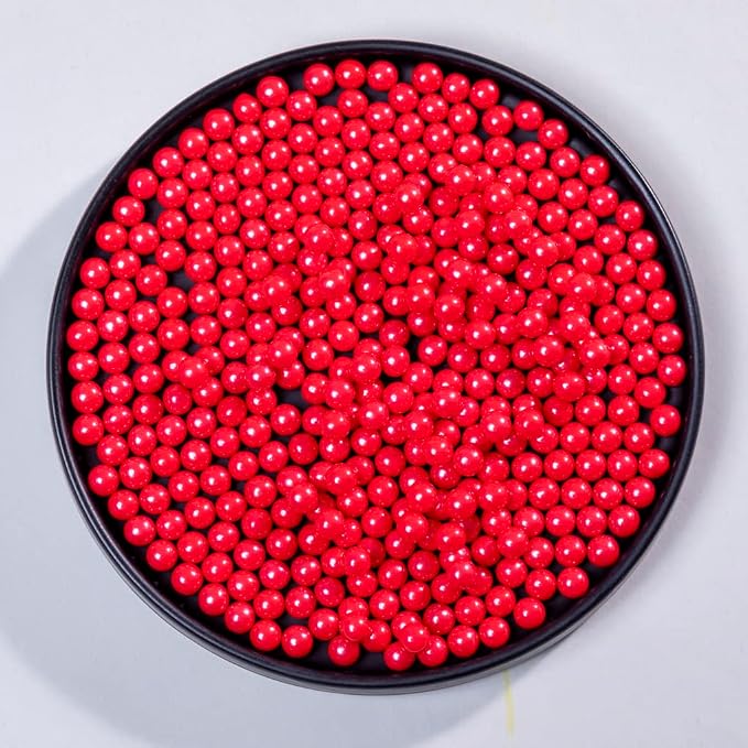 Red Sprinkles Edible Pearls,Cake Sprinkles 130g 4.6OZ,Cookie Sprinkles,Sugar Pearl, Edible Candy Pearls for Cake Cupcake Decorationg (7mm-Red)
