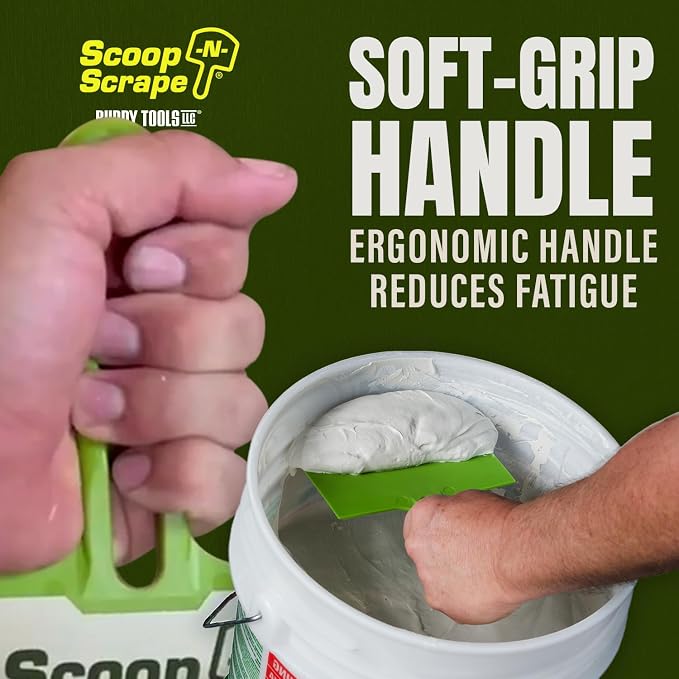 Buddy Tools Scoop-N-Scrape Bucket Scoop - Pack of 2 | Efficient Bucket Scoop for 5-Gallon Buckets - Curved Bucket Trowel - Heavy-Duty Nylon - Scrapes Clean