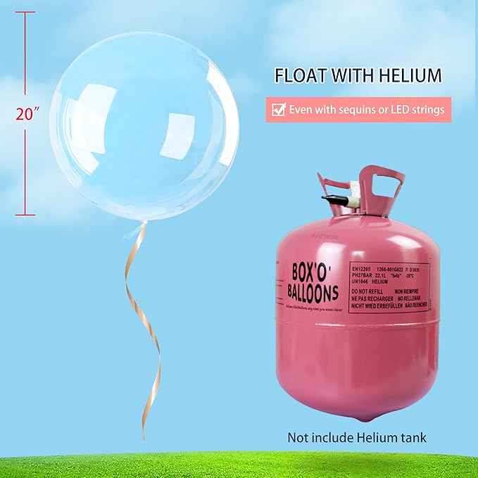 10 Pack Big Light Up BOBO Led Balloons with Sticks - Clear Balloons with Lights, Glow in the Dark, Flicker in the Daylight - Perfect Glow Party Supplies for Birthday, Wedding, Graduation, Warm White
