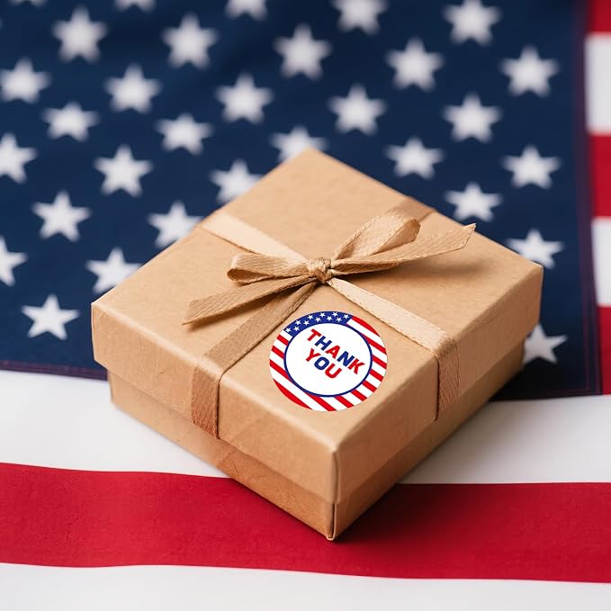Anwyll American Thank You Stickers - USA Patriotic Thank You Stickers for Small Business 480Pcs 1.5Inch 4th of July Thank You Sticker for Packaging Self-Adhesive Independence Day Thanks Seal Sticker