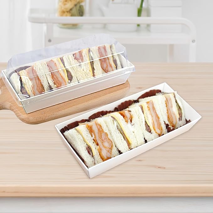 YEXEXINM 100 Pack Paper Charcuterie Boxes with Clear Lids, Disposable Kraft Sandwich Boxes Food Containers for Bakery, Desserts, Sushi, Strawberries, Cookies, Cookies, Hamburgers (White)