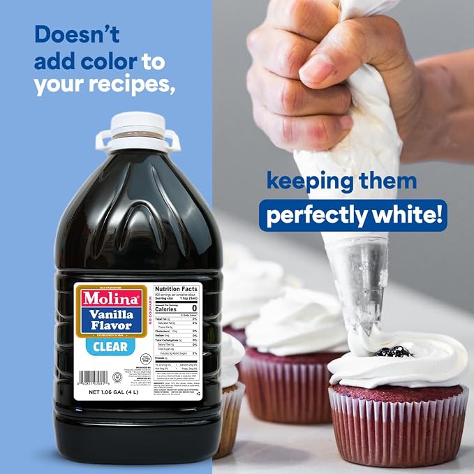 Vanilla Molina - Clear Mexican Vanilla Extract - 1 Gallon (135.3 oz) - Authentic Vanilla Flavor Without Altering Dessert Color