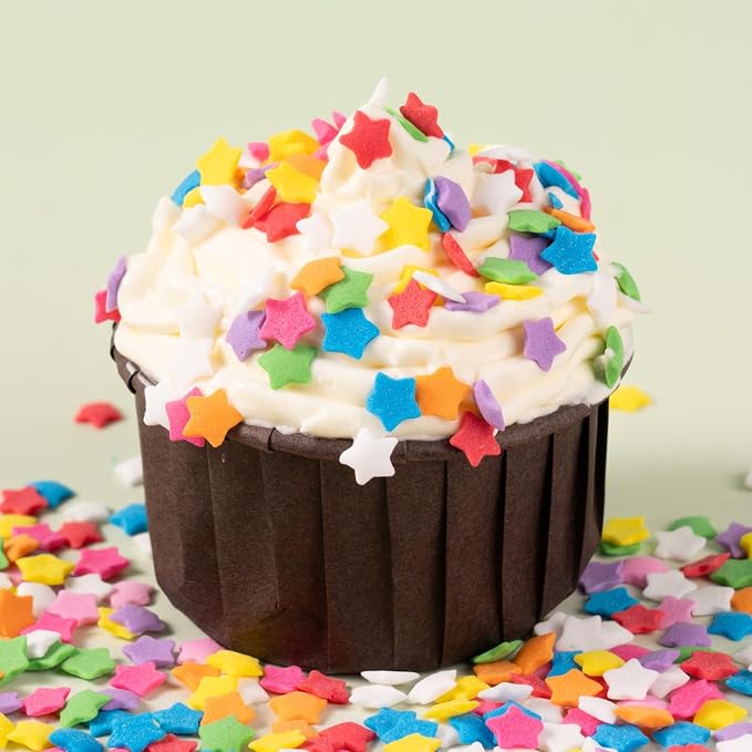 Rainbow Sprinkles for Cake Decorating Edible Star Confetti Sprinkles Mix for Cake, Baking, Ice Cream, Cookies, Cupcake Topper 4.2 OZ
