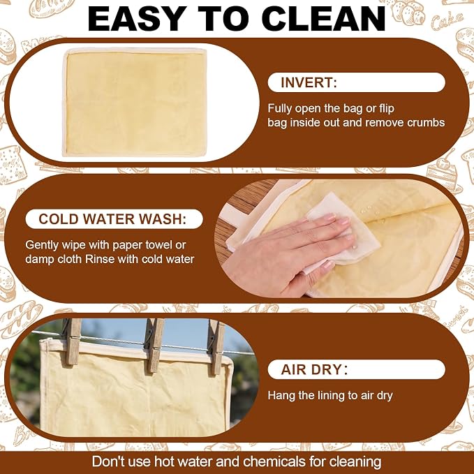 FunMular 2 Pack Reusable Beeswax Bread Bags for Homemade Bread Sourdough - XL Linen Cotton Bees Wax Bread Bags with Wide Sealing Zip to Keep Loaves Fresh Longer