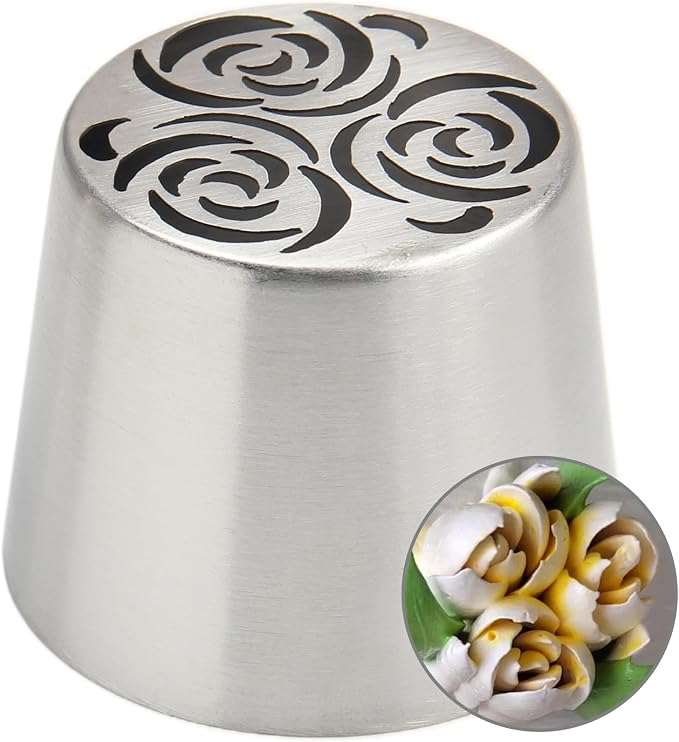 Extra Large Russian Piping Tips - Stainless Steel Flower Nozzles Set for Cake Decorating, Rose & Floral Icing Tips for Cupcakes, Cookies Professional Baking Tools (XXL, Style 63)