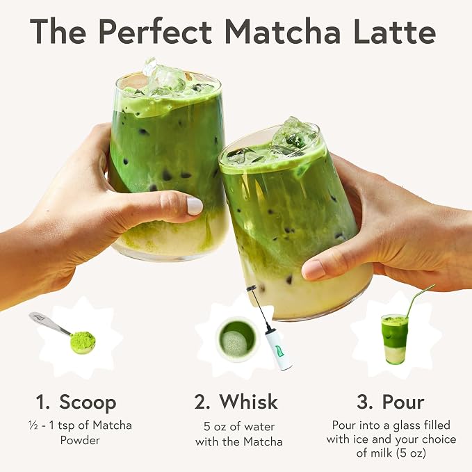 MatchaBar Electric Milk Frother Hand Blender - Stainless Steel Electric Matcha Whisk, Handheld Drink Mixer for Coffee, Greens & Protein - Easy to Clean USB Rechargeable, High Speed Immersion Blender