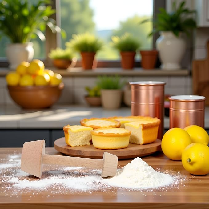 Tart Tamper Pastry Tamper Double Side Wooden Egg Tart Tamper Mold DIY Cake Pastry Pusher for Kitchen Party Baking Tools, Egg Tart Molds,Tart Tamper,Pie, Tart and Quiche Pans Bakeware