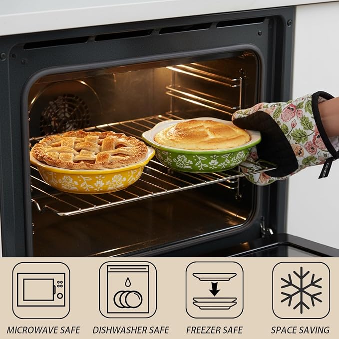 Bekith 4 Pack Ceramic Mini Pie Pans, 6 Inches Fluted Dish Pie Plate, Nonstick Small Quiche Baking Dish Mini Tart Pan, Microwave & Oven Safe