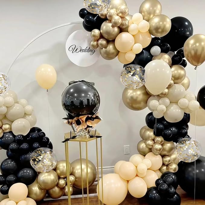 Black Nude White Gold Balloon Garland Arch Kit, 167Pcs Latex Balloons Different Sizes for Boho Birthday Baby Shower Gender Reveal Graduation Wedding Party Decorations