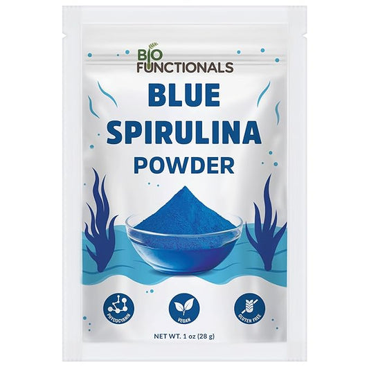 Blue Spirulina Powder 1 oz Espirulina Natural Blue Food Coloring, Phycocyanin Extract, Vegan Superfood Perfect for Smoothie, Baking, Energy Bar