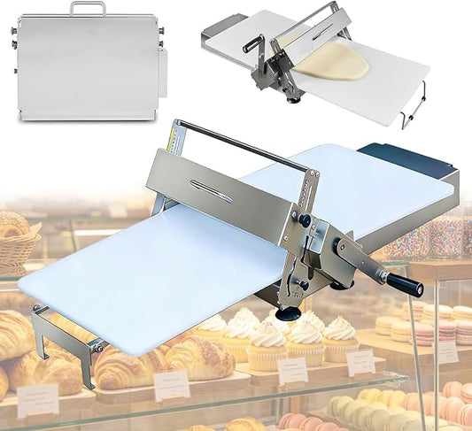 Folding Dough Sheeter (15.8"), Countertop Dough Sheeter,Dough Roller Machine Stainless Steel Sheeter 0.2-25mm Adjustable Thickness Stainless Steel Manual Dough Sheeter Machine With Board(300)