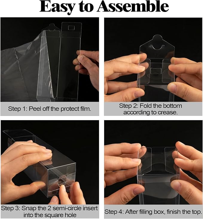 Bssay 50 Pack 2x2x6 Inch Clear Favor Boxes,Transparent Favor Boxes for Wedding, Baby Shower, Party Treats