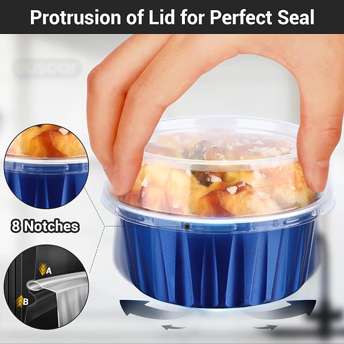 EUSOAR Assorted Colors Cupcake Liners, 50pcs 5oz 125ml Muffin Liners Cups with Lids, Creme Brulee Ramekins Oven Safe Disposable Foil Ramekins, Aluminum Foil Cupcake Baking Cups Cupcake Holder Pan