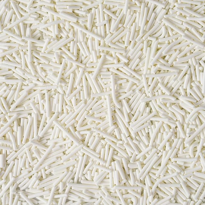 Edible White Sprinkles, White Jimmies Sprinkles, Jimmies for Cake Decorating, Cupcakes, Cake Toppers, Macarons, Cookies, and Ice Cream Toppers(120g/4.23oz)