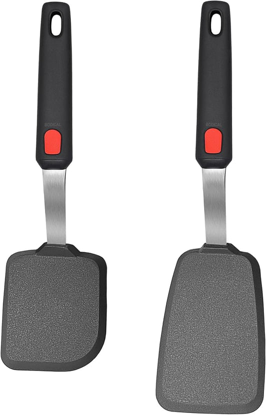 2 Pack Silicone Spatula Turner, 600°F Heat Resistant Kitchen Spatula Set for Nonstick Cookware, Cooking Utensil Set for Egg Pancake Flipper/Heat Resistant Silicone Grip | 600°F Heat Resistant, Spatulas For Nonstick Cookware, Cooking Utensils Set, Panca...