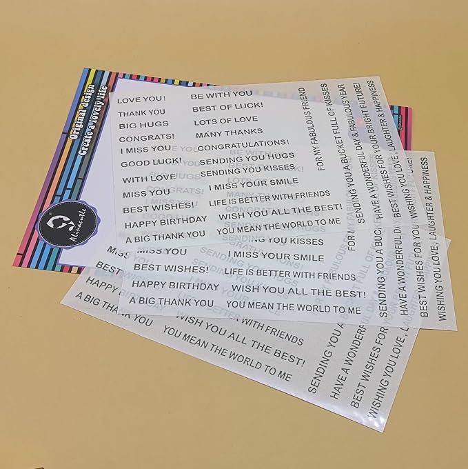 3pc Stripe Greeting Words Love You Stick & Shine Foil Transfer Sticker Paper for Card Making Scrapbooking and Album Journal Invitation Letter Decoration Hot Foil Transfer Printing Adhesive Sheets