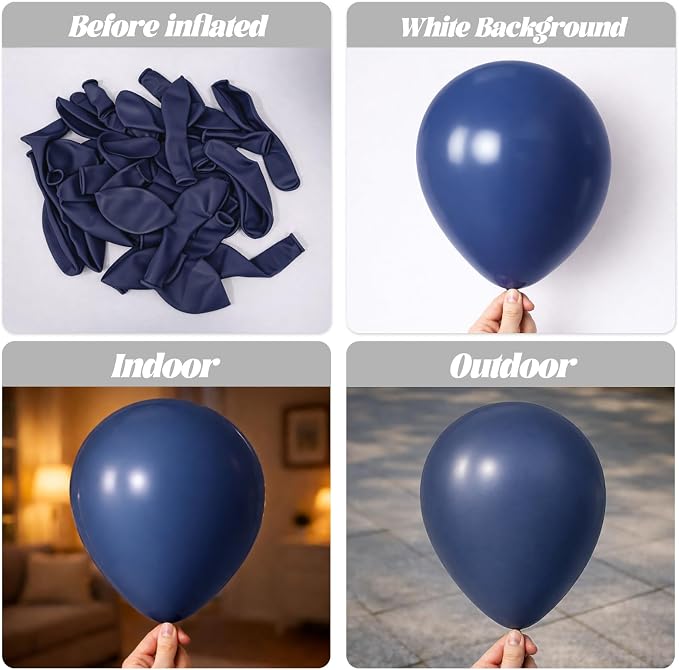 Voircoloria 105pcs Navy Blue Balloons 12inch Dark Blue Balloons for Birthday Graduation Baby Shower Anniversary New Year Party Holiday Decorations