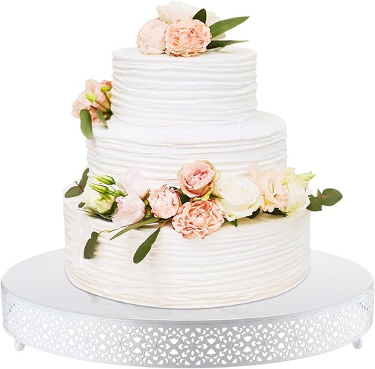 Wenqik Cake Stand 18 Inch Round Metal Cupcake Dessert Wedding Cake Stand Cookies Display Holder Fruit Serving Tray for Table Wedding Birthday Anniversary Party(White)