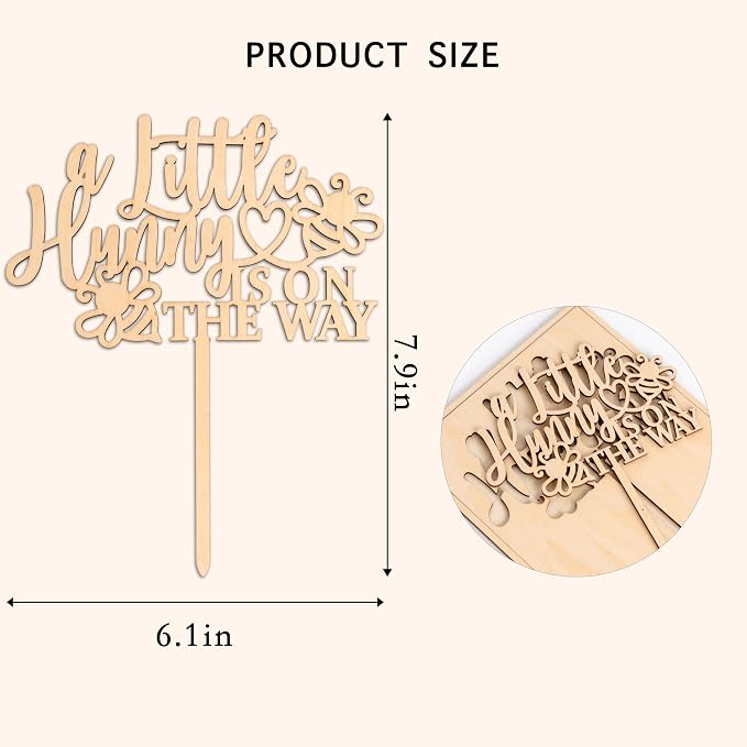 ZAIBIANHAO A Little Hunny Is On The Way Cake Topper - Bee Theme Cake Decorations,Wooden Cake Topper for Baby Shower Party Supplies,Gender Reveal Photo Props