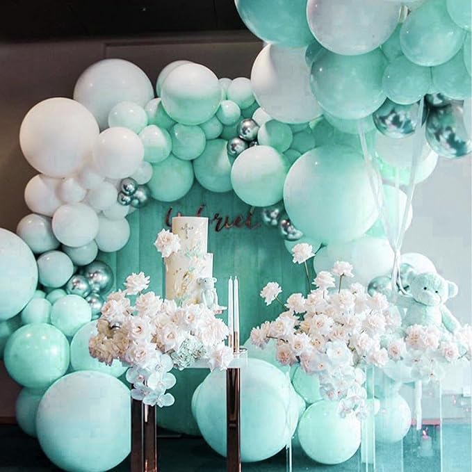 PartyWoo Teal Balloons 127pcs Different Sizes Pack of 36 18 12 10 5 Inch Turquoise Balloon Arch Kit for Baby Shower Gender Reveal Wedding Engagement Birthday Pool Tea Party Decorations Blue-Q03