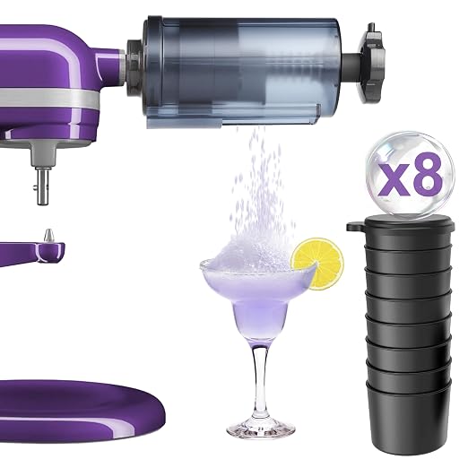 Shaved Ice Attachment for KitchenAid Stand Mixer,Upgraded Snow Cone Machine Accessory with 8 Reusable Ice Molds,Professional Shaved Ice Maker Accessories for Fluffy Snow-like Texture,Fits All KA Molds