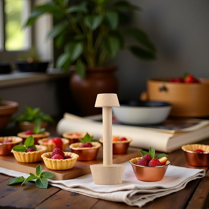 Wooden Tart Tamper, Double Side Pie Pastry Dough Tamper, Egg Tart Pan Mold DIY Cake Pastry Baking Tool for Mini Egg Tart, Cheesecakes, Pasta and Dessert Baking