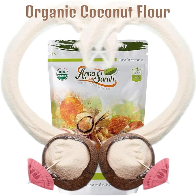 Anna and Sarah Organic Coconut Flour 4 Lbs Pack of 8 Kosher Gluten Free Halal Non GMO Vegan Keto Friendly in Resealable Bag Total 32 Pounds