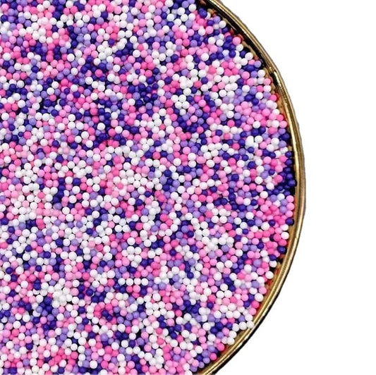 Nonpareils Sprinkles 130g/4.6oz, White Pink Purple Edible Pearl Sprinkles for Cake Decorations, Baking, Ice Cream, Cookies, Cupcake Topper Sugar Pearls for Cake Decorating(2mm Pink Purple)