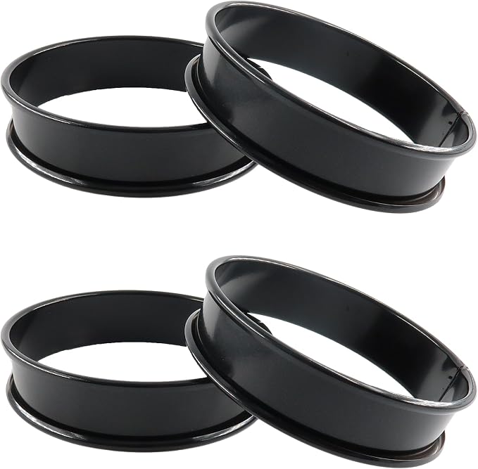 4Pcs Stainless Steel Muffin Rings, 3.15 Inch Nonstick Egg Tart Rings, English Muffin Crumpets Round Mold for Food Making (Black)