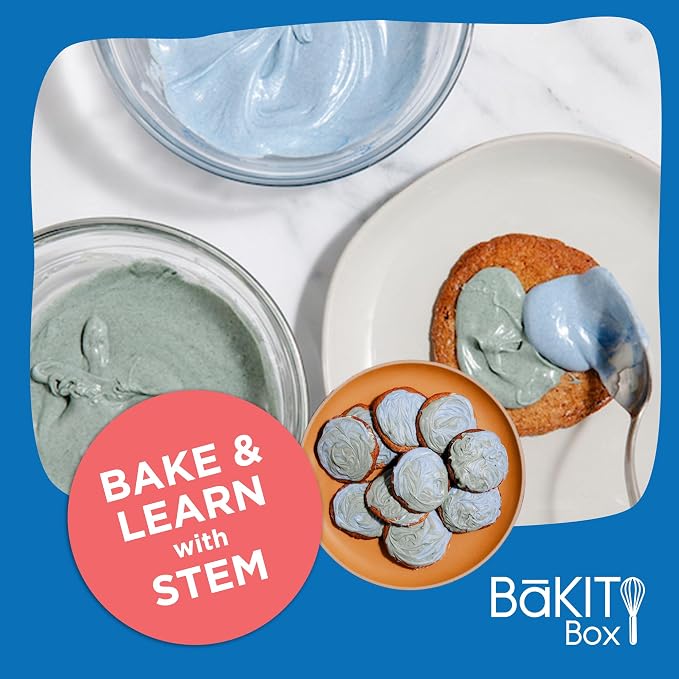 BāKIT Box Aurora Swirl Cookies Baking Kit for Kids, STEM Science of Color Educational Activity Kit, Learn Chromatography, Color Mixing, & More, Includes Organic Food Coloring with Spirulina, Ages 6–13