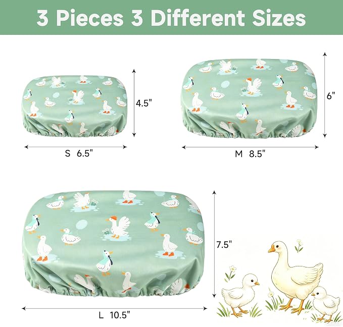 Reusable Bowl Covers, Elastic Cotton Cloth Sourdough Bread Cover, Reusable Bowl Caps for Bread Proofing Baskets and Large Mixing Containers, 3 Pack, Goose