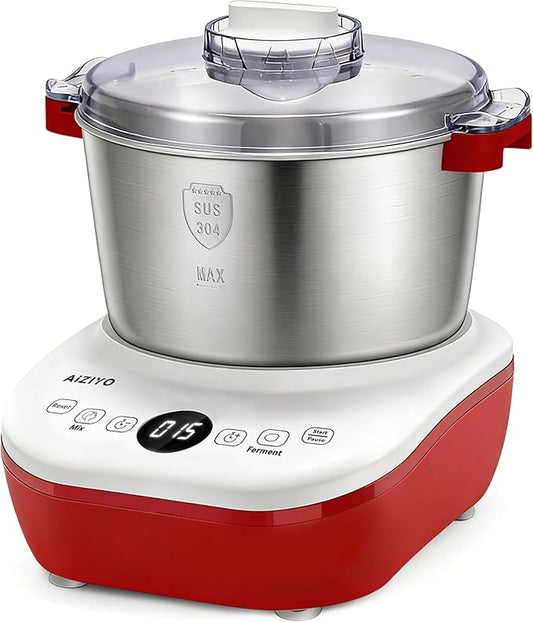 AIZIYO DoughChief, 5.3QT Dough Maker, Dough Mixer with Ferment Function, Bread Maker with 304 Stainless Steel Bowl, Removeable lid, Touch Panel Control, Dough Proofing Box for Pizza & Bread