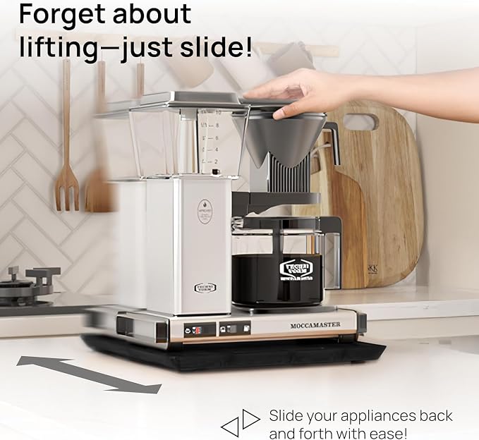 Ibyx Elegant Appliance Slider - Sliding Tray for Coffee Maker & Heavy Kitchen Appliances, Easy Slide, Made of Premium Bamboo, Space-Saving Kitchen Organizer, 40 lb Capacity, Black - 13 x 10.5 Inch
