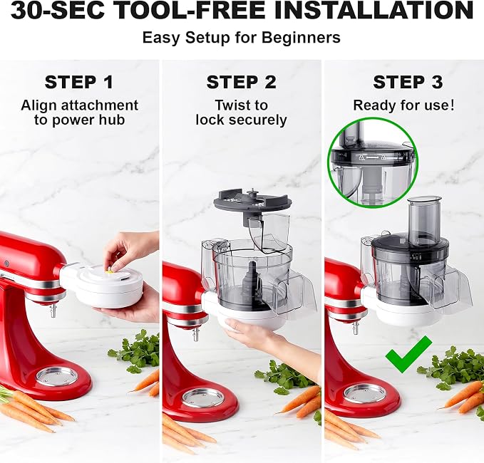COFUN 5-in-1 Food Processor for KitchenAid | Multifunctional Chopper Attachment, Dicing/Slicing/Shredding/Strip Cutting/Sauce Discs, Storage Case